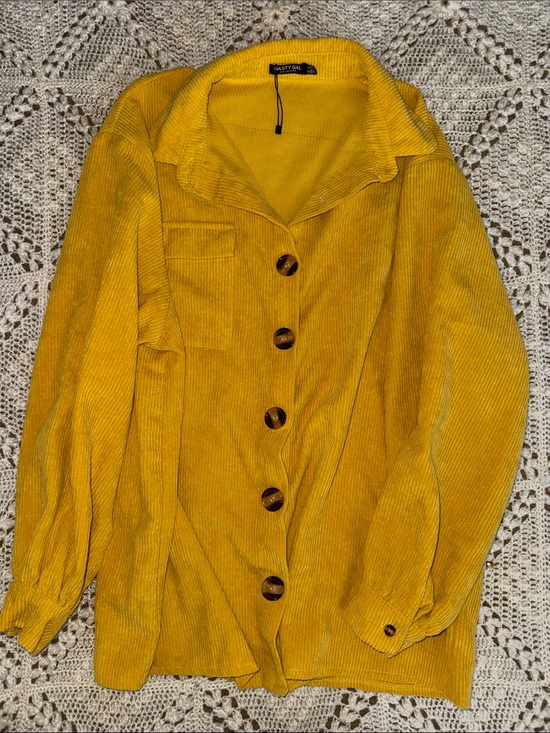 Nasty Gal Jackets & Blazers - Nasty Gal Mustard Yellow Corduroy-Trim Top